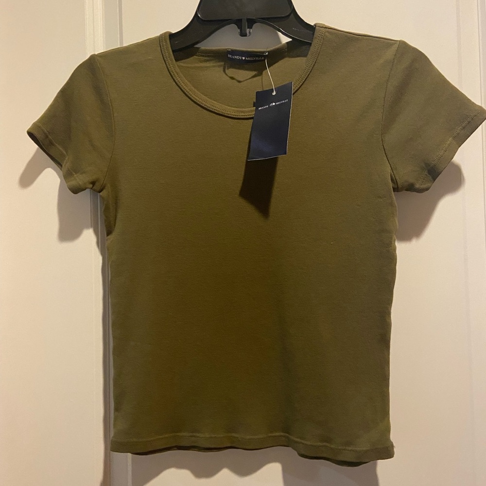 NEW Brandy Melville Olive Green Fitted Tshirt